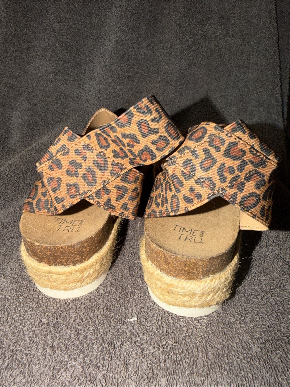 Time and Tru Leopard Print Espadrille Platform Sandals - Brown/Black - Picture 3 of 4